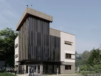 Four Storey Library Low-poly 3D model