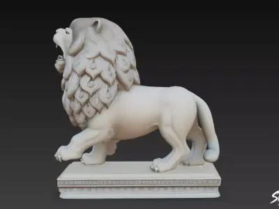 Lion Statue V37 Low-poly 3D model