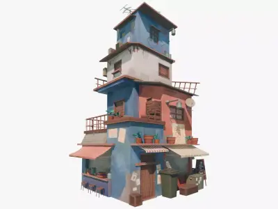 Semi-realistic Stylized House 03 Low-poly 3D model