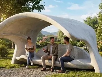 Modern Organic Bus Stop - Minimalist Street Shelter Low-poly 3D model
