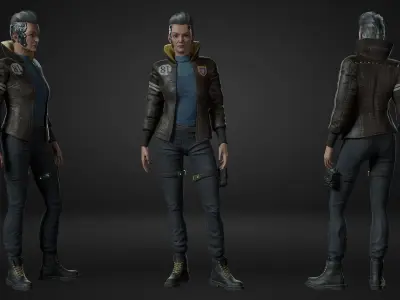 CyberPunk Woman Low-poly 3D model