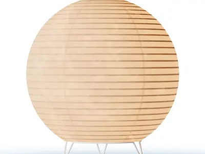 Round LED Japanese Style Lantern Rice Paper Desk Lamp 3D model