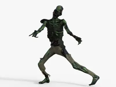 Scary Zombie Skeleton Rigged 3D model