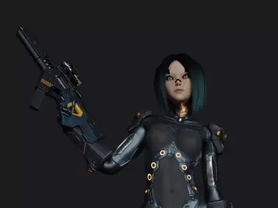 Sci-Fi Girl Game Ready Model Low-poly 3D model