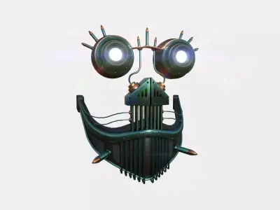 Steampunk Mask A02 Green Copper - SciFi Character Design Low-poly 3D model