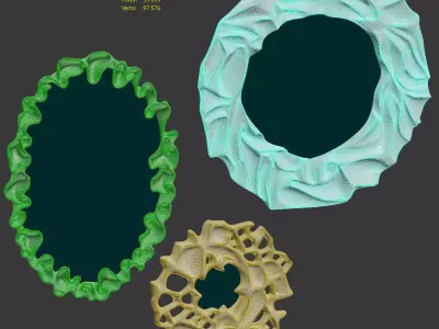 Organic gypseous round mirror - 3 models 3D model