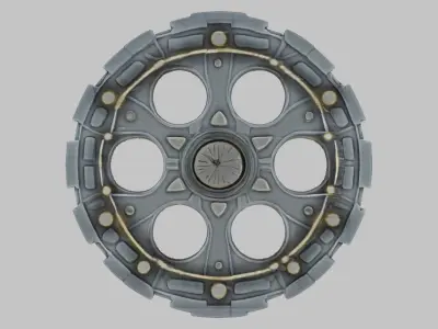 Stylized Sci-Fi Symbol Gear Low-poly 3D model
