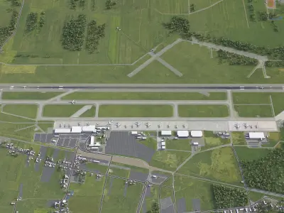 Katowice Airport Low-poly 3D model