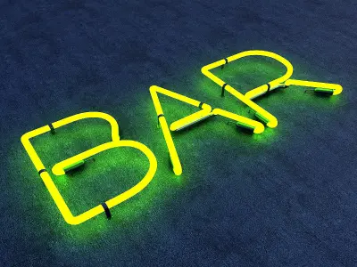 Bar Neon Sign Low-poly 3D model