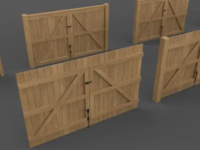 PBR Wood Chain Link Fence For Court D Low-poly 3D model
