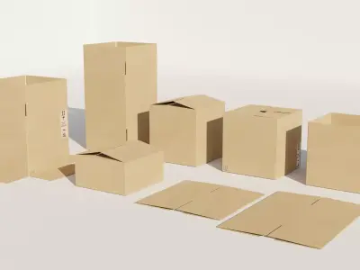 Low-Poly Cardboard Boxes Low-poly 3D model