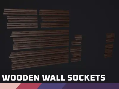 Wooden Wall Sockets  Low-poly 3D model