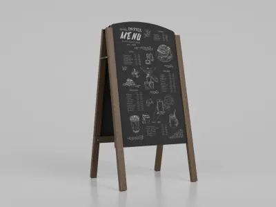 Customizable A-Frame Chalkboard Sign Low-poly 3D model
