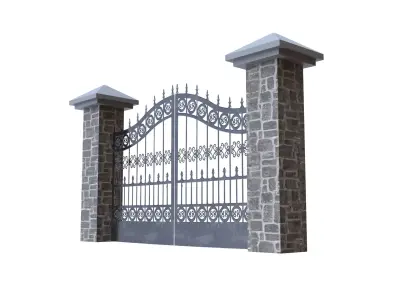 Ornamental Wrought Iron Gate Low Poly PBR 3D Model Low-poly 3D model
