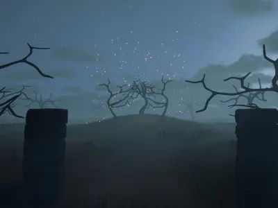 Stylized Graveyard Assets Low-poly 3D model