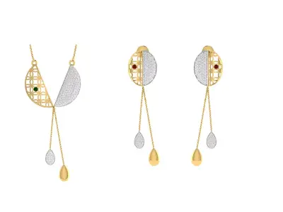 Women Pendant Earring Sets 3dm STL OBJ FBX Renders Details 3D print model 23