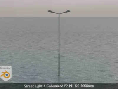 Street Light 4 Galvanized F2 M1 K0 5000mm Low-poly 3D model