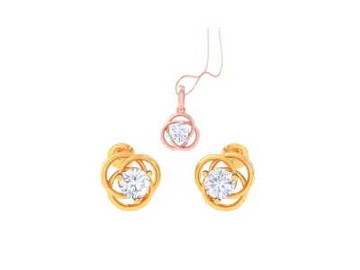 Solitaire Super Light Weight Earring Pendant Set 3D print model