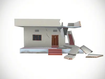 Destroyed cement house Low-poly 3D model