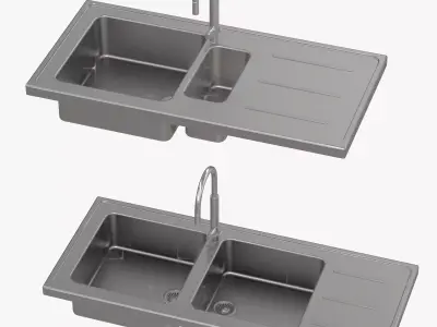 Sink and Faucet Low-poly 3D model