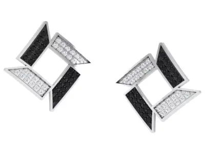 Gold Diamond Women Earring 3D print Model 3D print model 189