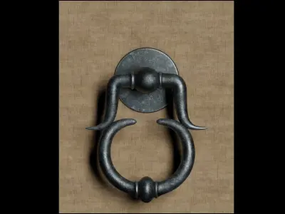 Door Handle 6 - Brass and Iron Materials 3D model
