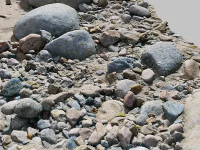 River Stone Pebbles Sand Rocks Scan PBR Low-poly 3D model