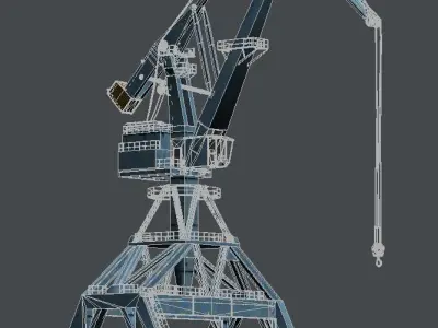 Crane Blue for shipyard cargo terminal or port 3D model