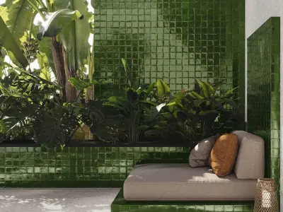Glossy Green Ceramic Wall Tile 3D Model  Texture