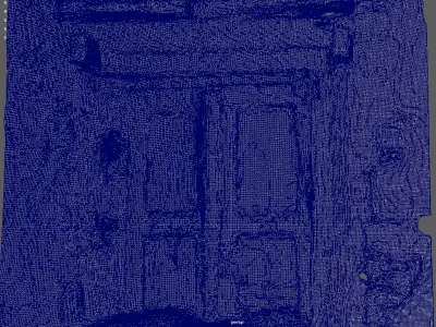 Broken wooden door in a state of disrepair 3D model