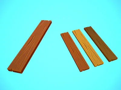 WOOD PLANK CARTOON STYLIZED Low-poly 3D model