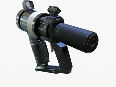 Low Poly Sci-Fi  Revolver PBR Low-poly 3D model