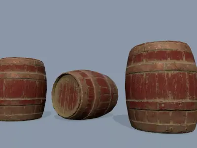 Wooden Barrel Low-poly 3D model