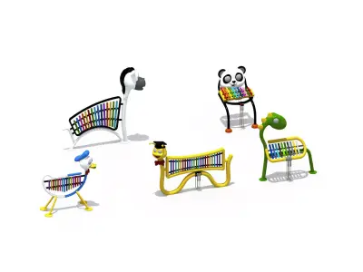 City park kids play percussion musicial playground instruments  3D model