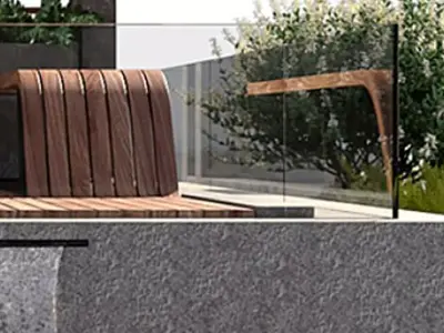 Pergola with water and plants 3D model