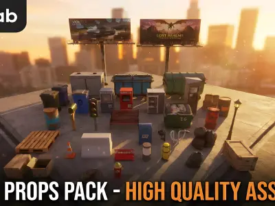 Ultimate Stylized Street and City Props Pack Low-poly 3D model