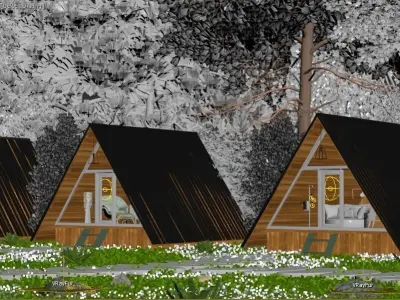 Forest House CG V-Ray 3D model