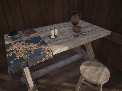 Wooden House Low-poly 3D model