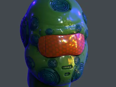 Gas mask helmet scifi Low-poly character art game space  Low-poly 3D model 5