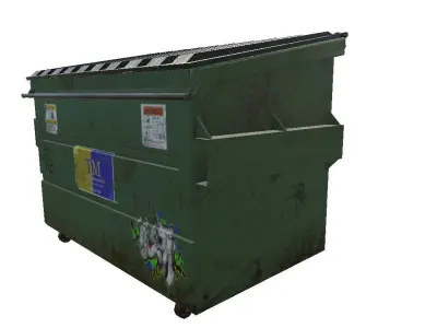 Dumpster trash can with graffiti Low-poly 3D model