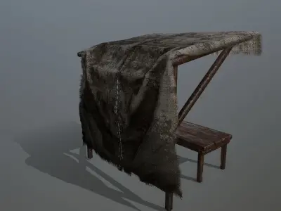 market  bench Low-poly 3D model