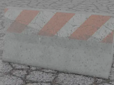 Concrete Road Barrier 2 Low-poly 3D model