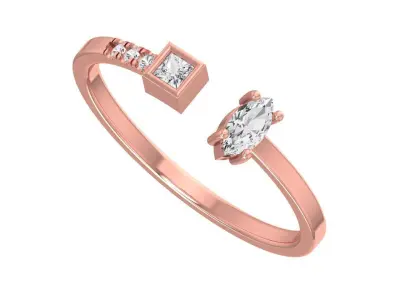 Solitaire Women Light Weight Princess Marquise stone Band Ring 3D print model