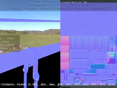 Railroad Barrier 9m High and Low-Poly 3D Model Pack