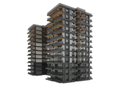 Modern residential building 3D model buy