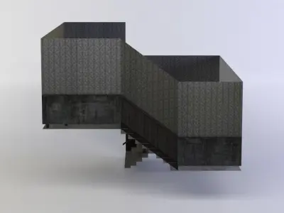 Corridor with stairs Low-poly 3D model