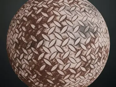 Rusty Copper Metal Diamond Tread Plate PBR Seamless Texture