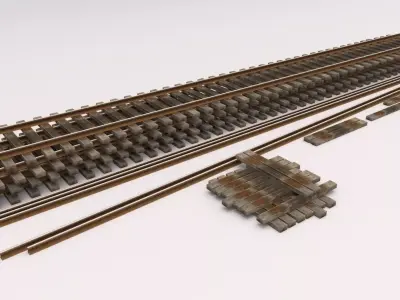 Old Railway Tracks Low-poly 3D model