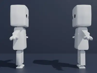 Simple Clean Low-Poly Robot Cute Character Low-poly 3D model