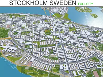 Stockholm City in Sweden Low-poly 3D model